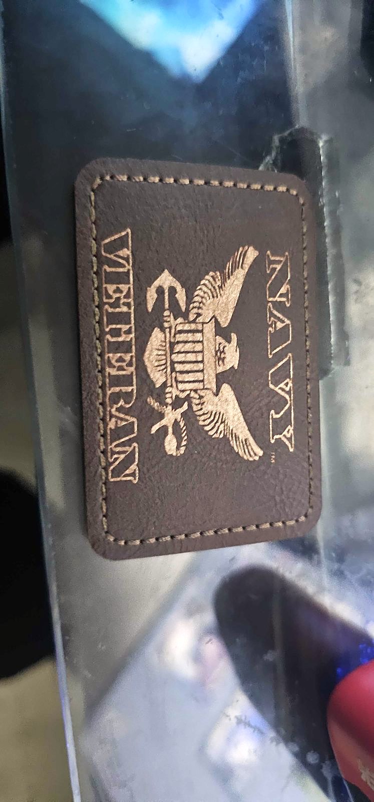 Navy Veteran Laser Etched Leather Patch