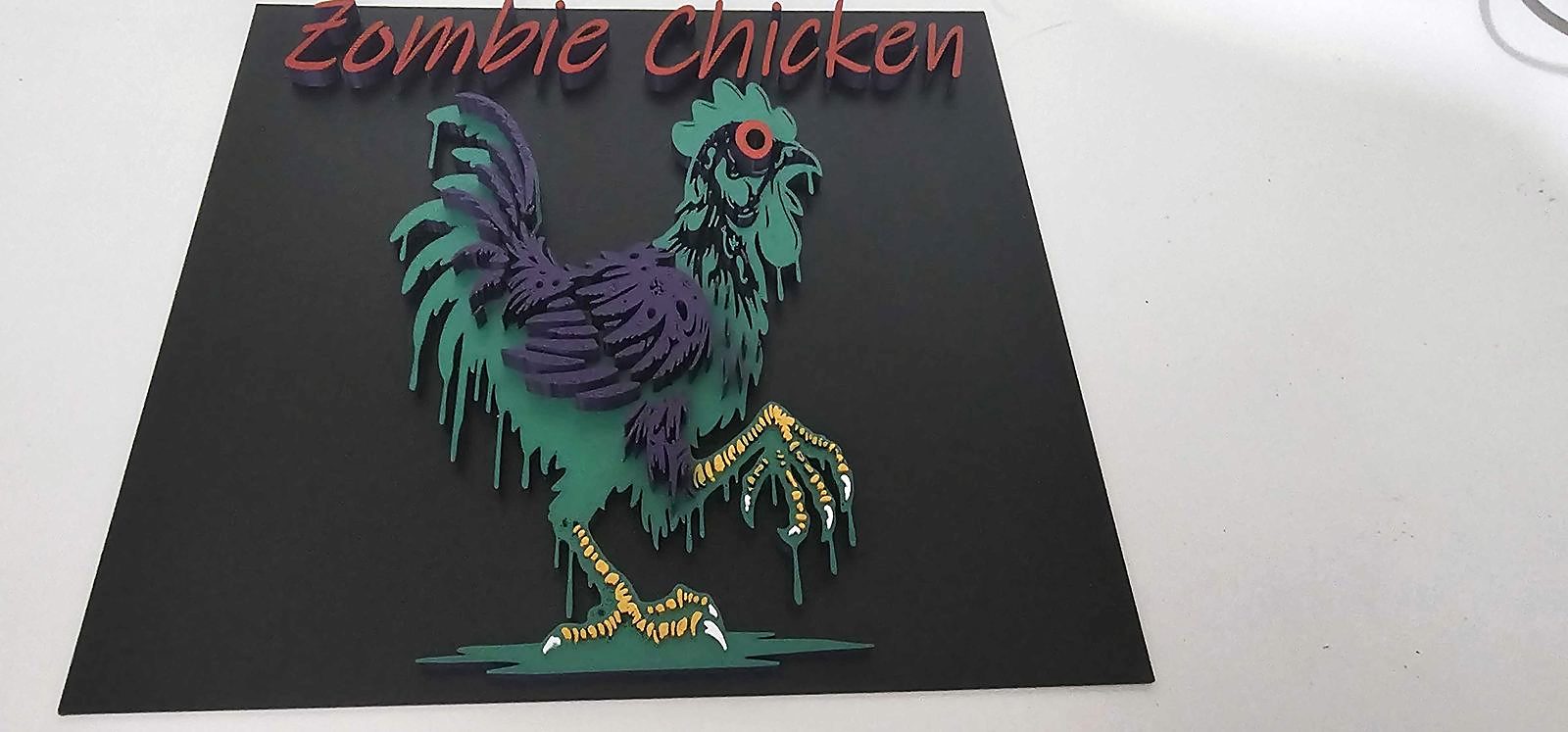 Zombie Chicken 3D Layered Sign